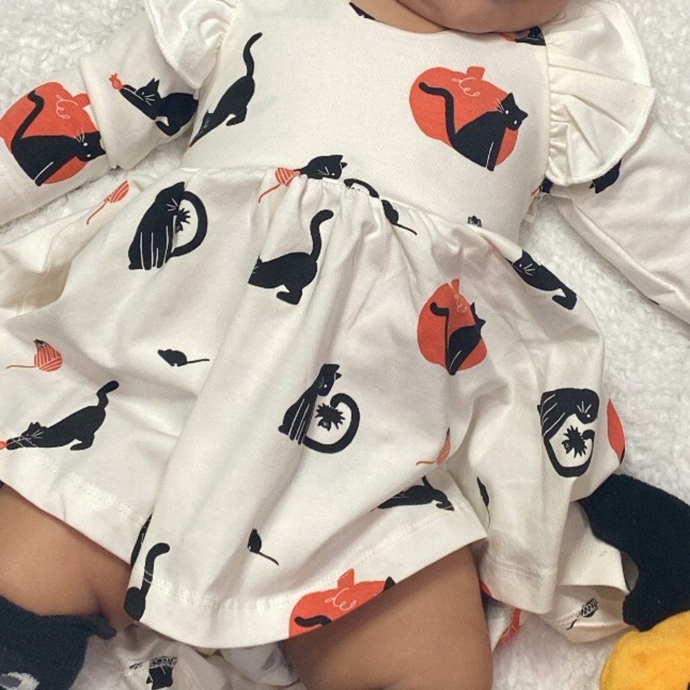 Monica + Andy organic baby black cat dress